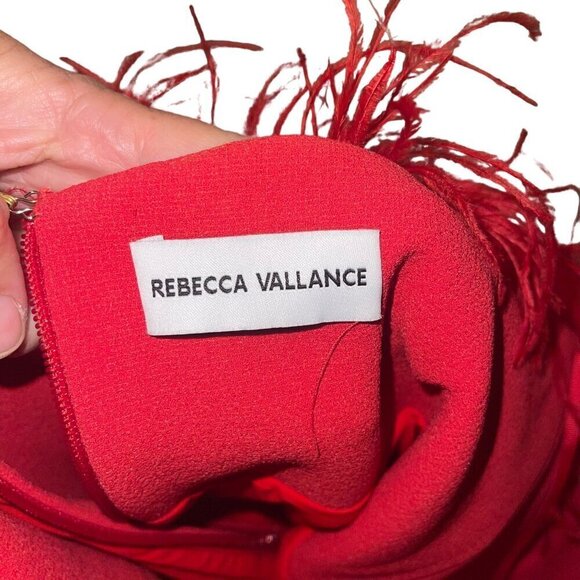 Rebecca Vallance Womens Dress Size 12 Red Scarlett Feather Trim Mini V Neck - Picture 4 of 6